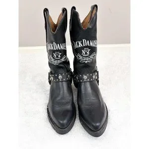 Jack Daniels | Shoes | Jack Daniels Black Leather Western Biker